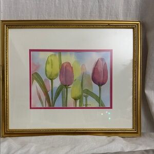 Robert McAffee Original Canadian Watercolour Tulip Painting signed framed 1998